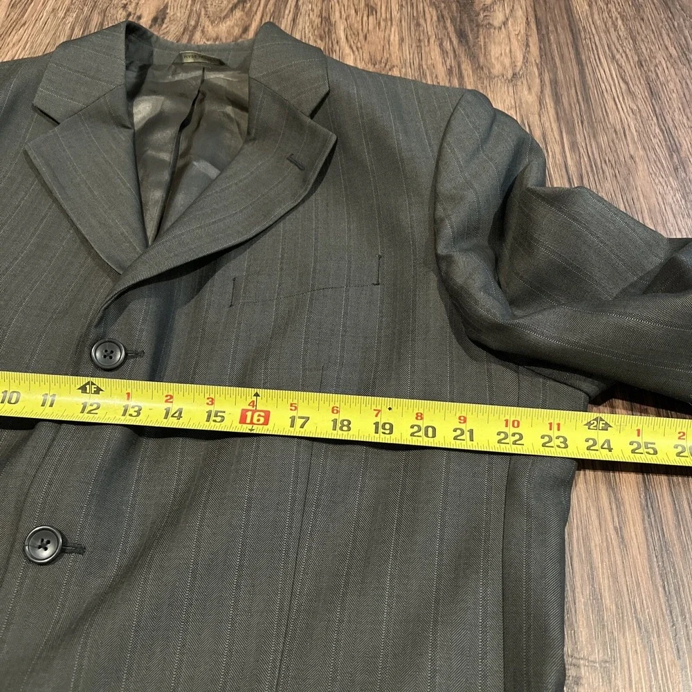 Mens Banana Republic Wool Sports Jacket 46R Gray Pin Striped Blazer